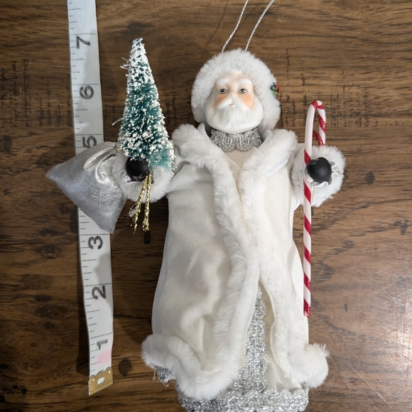 Vintage Father Christmas Ornament 7" Ceramic Santa White Robe Kurt Alder Style - Picture 7 of 11